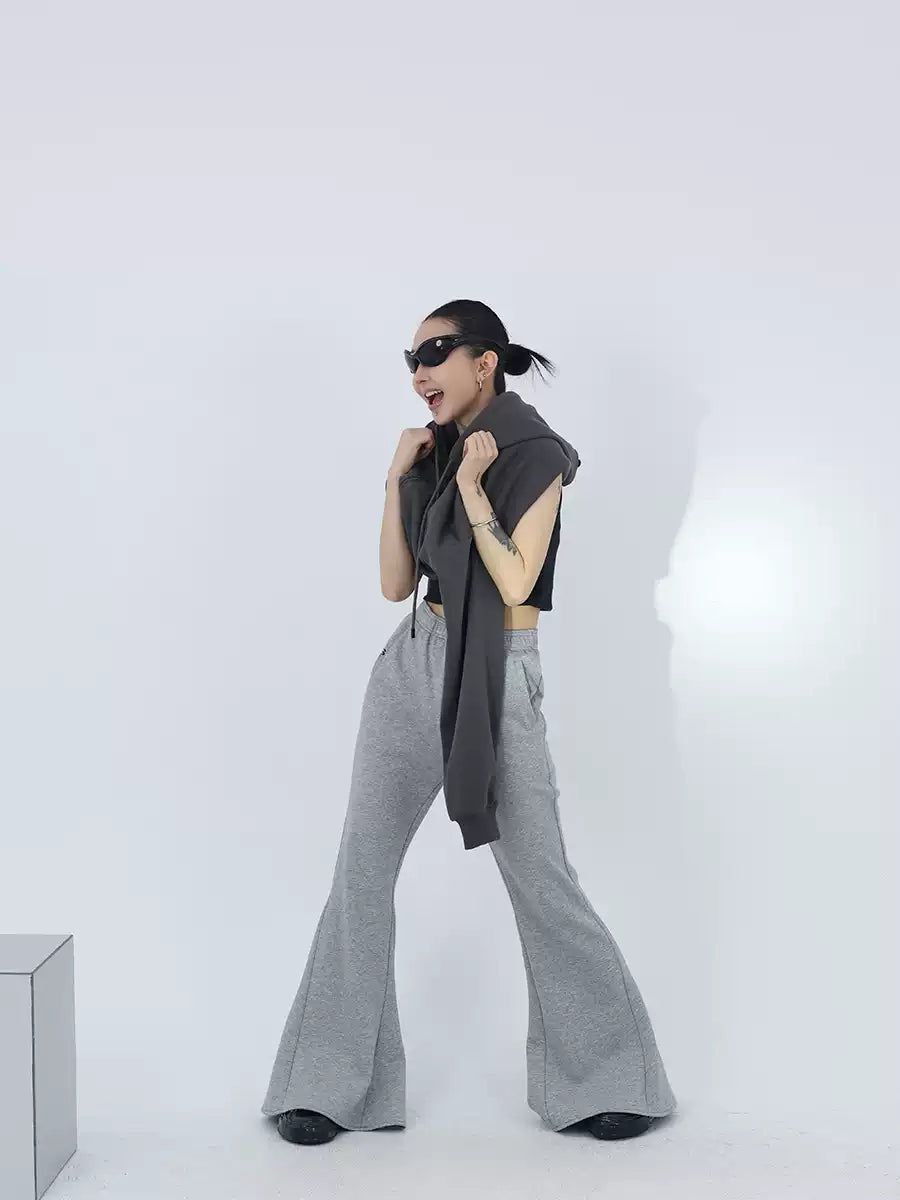 Kei Mid-High Waist Flared Sweatpants-korean-fashion-Pants-Kei's Closet-OH Garments