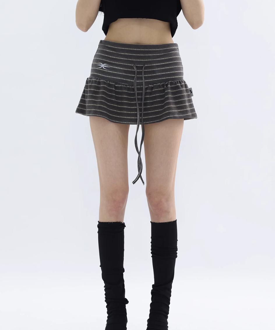 Kei Reflective Logo Striped Skirt-korean-fashion-Skirt-Kei's Closet-OH Garments