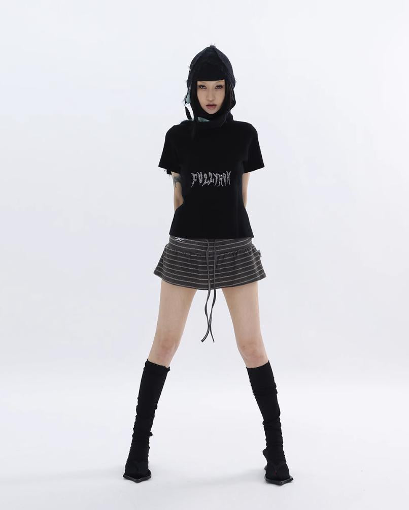 Kei Reflective Logo Striped Skirt-korean-fashion-Skirt-Kei's Closet-OH Garments