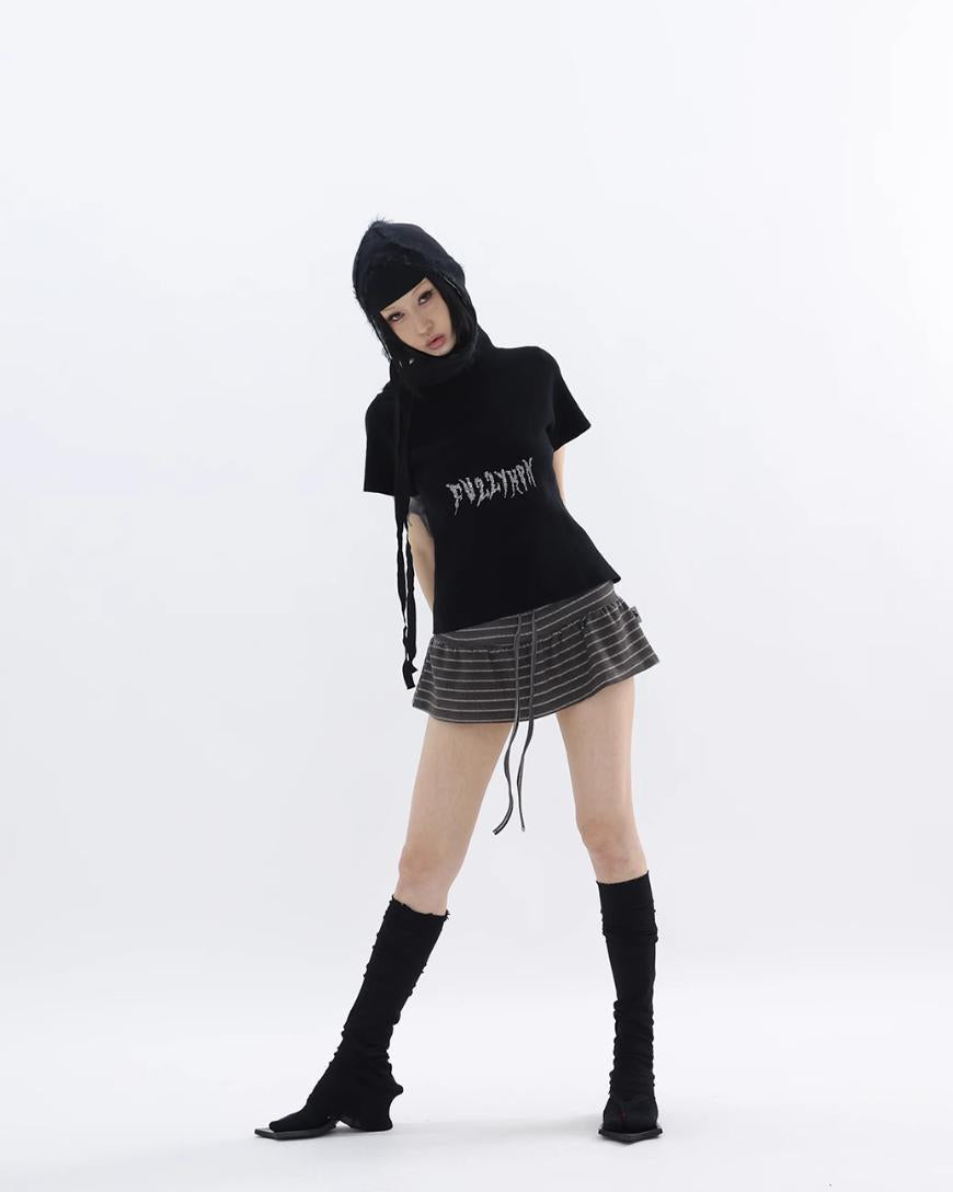 Kei Reflective Logo Striped Skirt-korean-fashion-Skirt-Kei's Closet-OH Garments