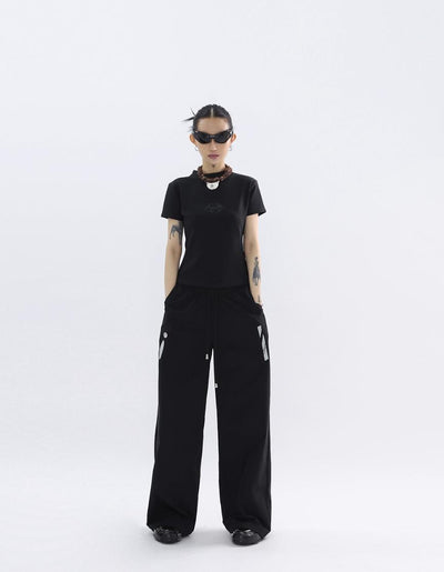 Kei Ruffled String Mini Skirt & Contrast Patch Pants Set-korean-fashion-Clothing Set-Kei's Closet-OH Garments