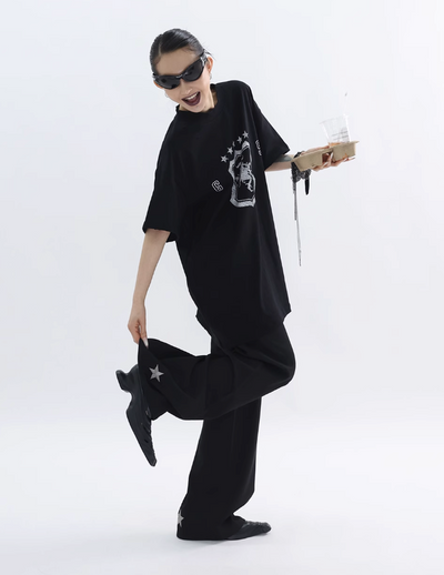 Kei Star Embroidered Straight Pants-korean-fashion-Pants-Kei's Closet-OH Garments