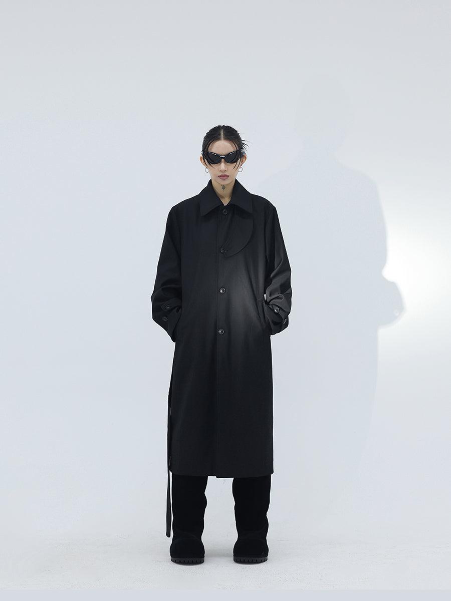 Kei Stitched Lapel Belt Strap Trench Coat-korean-fashion-Long Coat-Kei's Closet-OH Garments