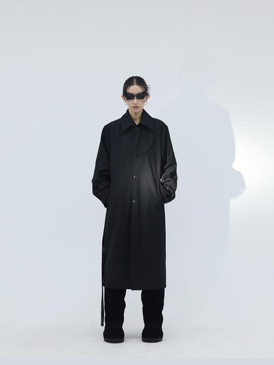 Kei Stitched Lapel Belt Strap Trench Coat-korean-fashion-Long Coat-Kei's Closet-OH Garments