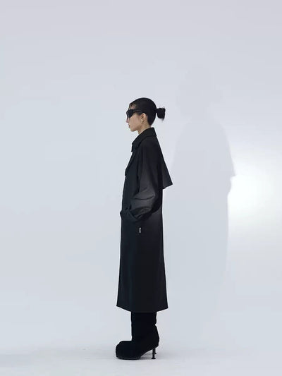 Kei Stitched Lapel Belt Strap Trench Coat-korean-fashion-Long Coat-Kei's Closet-OH Garments