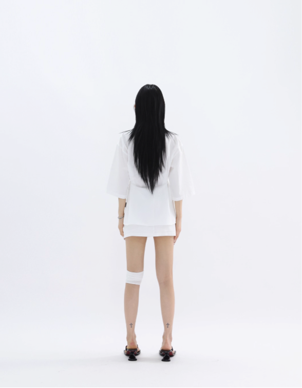 Kei Tencel Button-Down Cropped Shirt & Slant Pocket Skirt Set-korean-fashion-Clothing Set-Kei's Closet-OH Garments