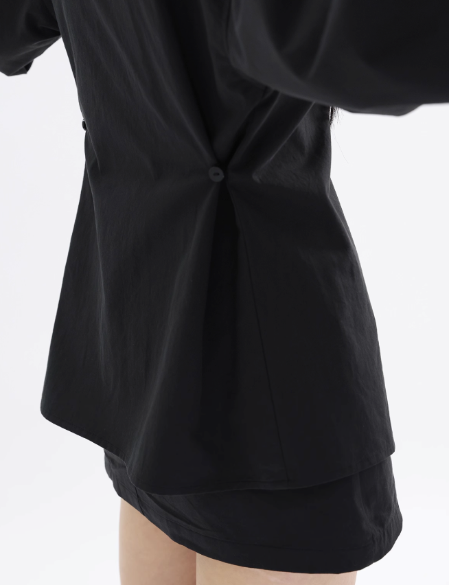 Kei Tencel Button-Down Cropped Shirt & Slant Pocket Skirt Set-korean-fashion-Clothing Set-Kei's Closet-OH Garments