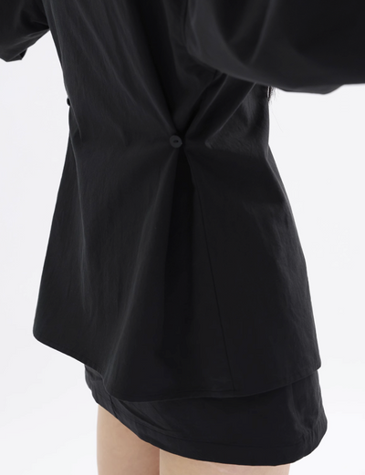 Kei Tencel Button-Down Cropped Shirt & Slant Pocket Skirt Set-korean-fashion-Clothing Set-Kei's Closet-OH Garments