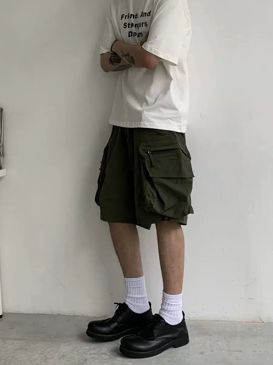 Knot Waterproof Loose Cargo Shorts-korean-fashion-Shorts-Knot's Closet-OH Garments