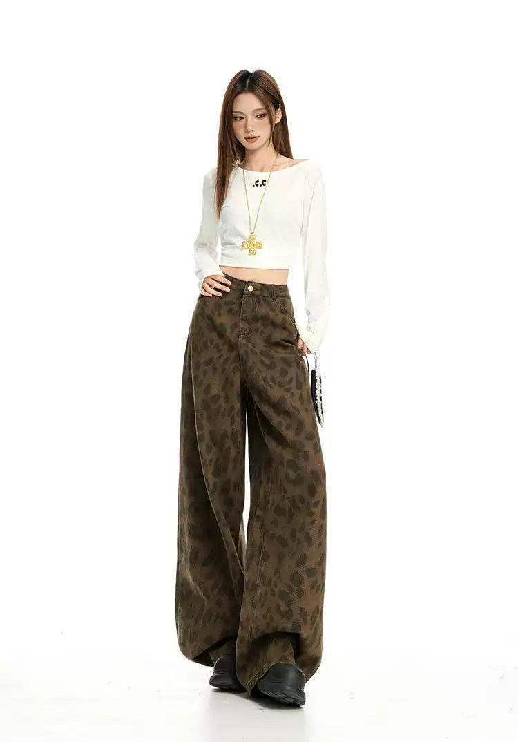 Lazy Animal Print Loose Pants-korean-fashion-Jeans-Lazy's Closet-OH Garments