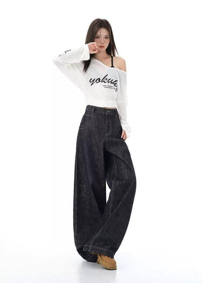 Lazy Clean Fit Wide Leg Jeans-korean-fashion-Jeans-Lazy's Closet-OH Garments