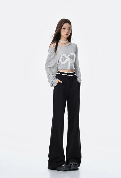 Lazy Double Laced Waists Pants-korean-fashion-Pants-Lazy's Closet-OH Garments