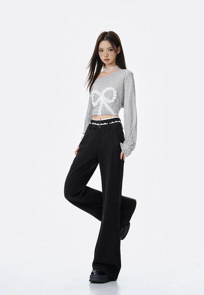 Lazy Double Laced Waists Pants-korean-fashion-Pants-Lazy's Closet-OH Garments