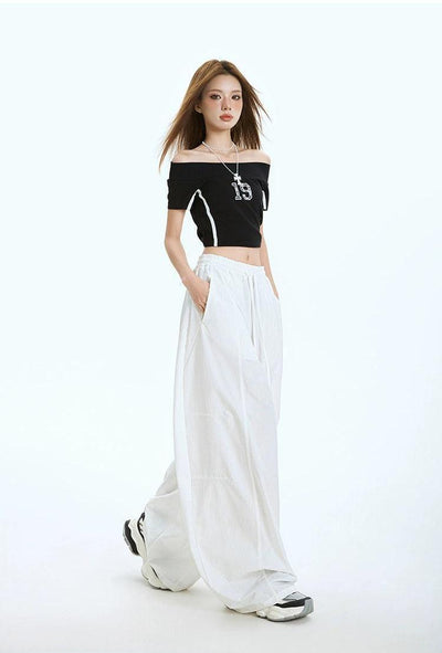 Lazy Drawstring Pleated Wide Leg Pants-korean-fashion-Pants-Lazy's Closet-OH Garments