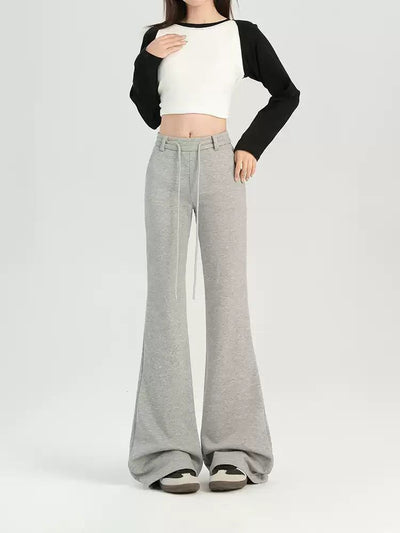 Lazy Drawstring Slim Fit Flare Sweatpants-korean-fashion-Pants-Lazy's Closet-OH Garments