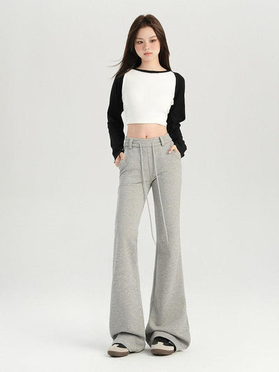 Lazy Drawstring Slim Fit Flare Sweatpants-korean-fashion-Pants-Lazy's Closet-OH Garments