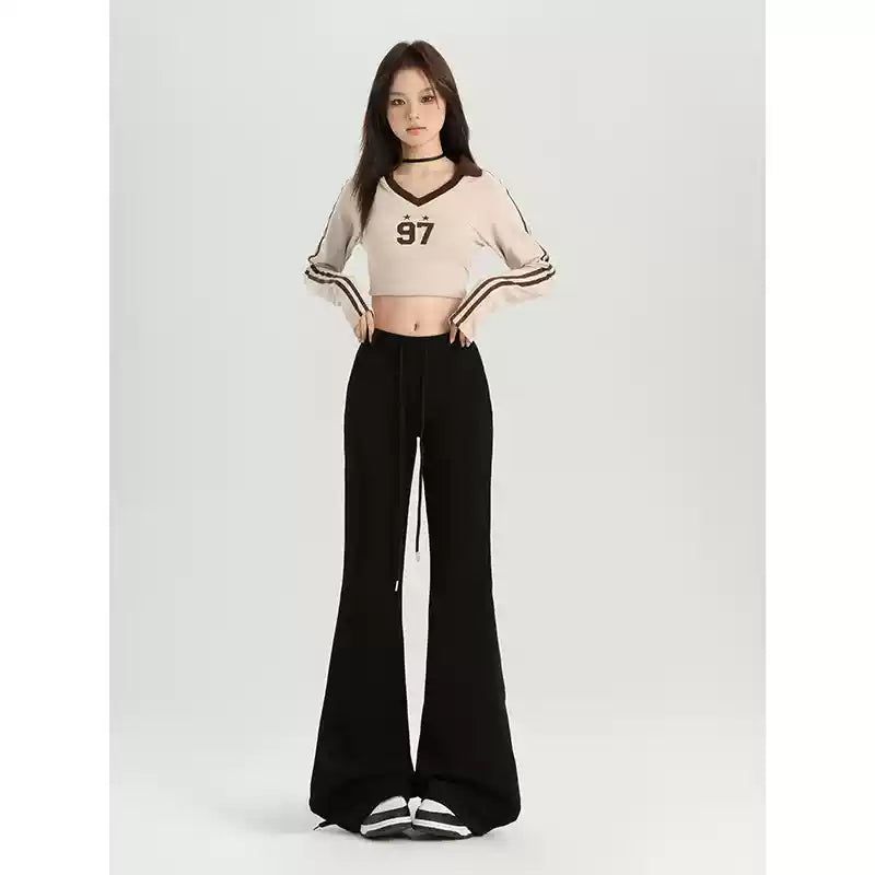 Lazy Drawstring Slim Fit Flare Sweatpants-korean-fashion-Pants-Lazy's Closet-OH Garments