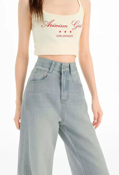 Lazy Faded Slim High Waisted Jeans-korean-fashion-Jeans-Lazy's Closet-OH Garments