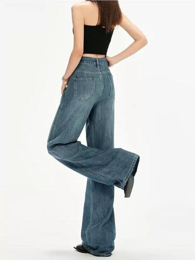 Lazy Faded Slim High Waisted Jeans-korean-fashion-Jeans-Lazy's Closet-OH Garments