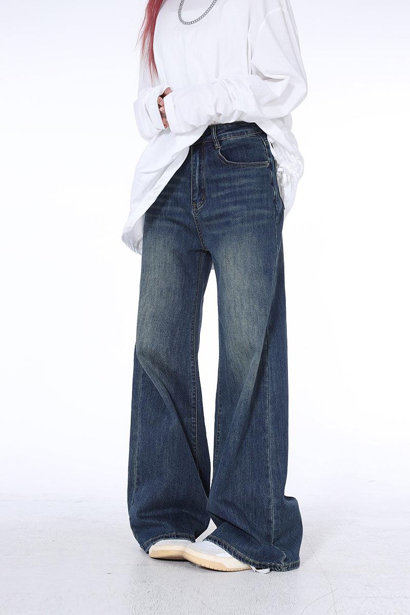 Lazy Faded Straight Leg Jeans-korean-fashion-Jeans-Lazy's Closet-OH Garments