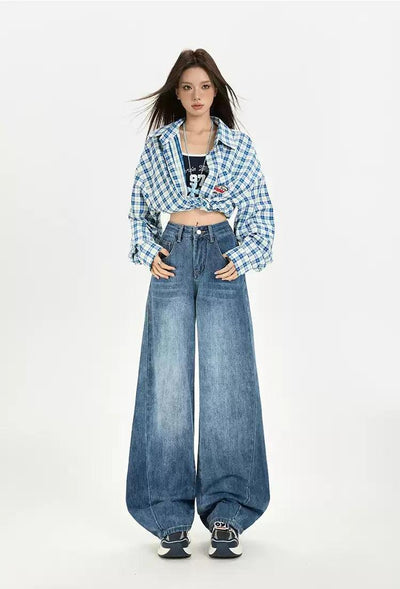 Lazy Faded Structured Wide Leg Jeans-korean-fashion-Jeans-Lazy's Closet-OH Garments
