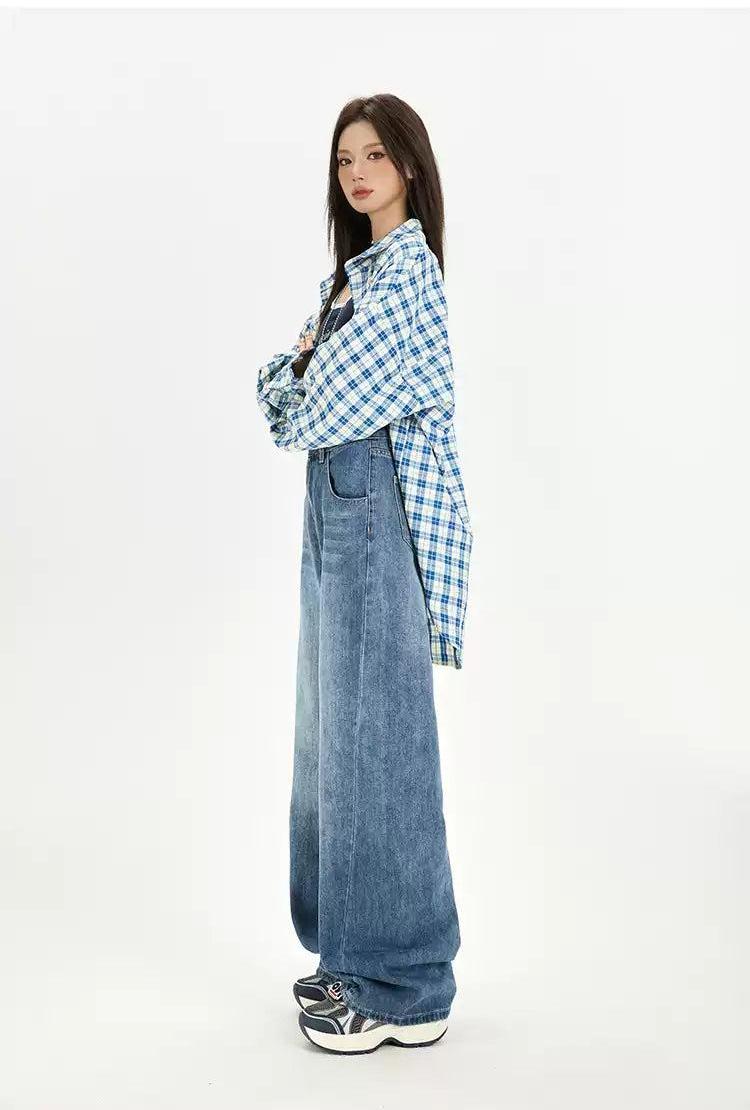 Lazy Faded Structured Wide Leg Jeans-korean-fashion-Jeans-Lazy's Closet-OH Garments