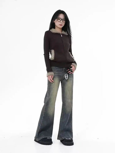 Lazy Faded Thigh Flare Jeans-korean-fashion-Jeans-Lazy's Closet-OH Garments