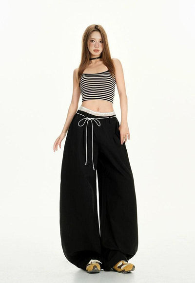 Lazy Low Waist Loose Fit Pants-korean-fashion-Pants-Lazy's Closet-OH Garments