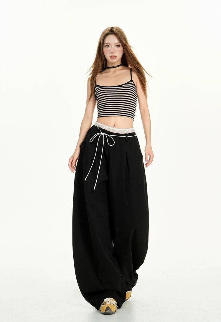 Lazy Low Waist Loose Fit Pants-korean-fashion-Pants-Lazy's Closet-OH Garments