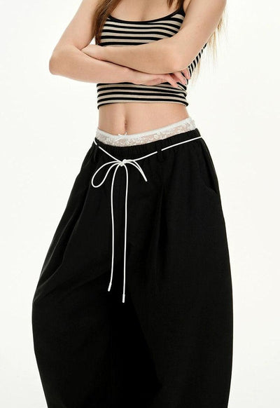 Lazy Low Waist Loose Fit Pants-korean-fashion-Pants-Lazy's Closet-OH Garments