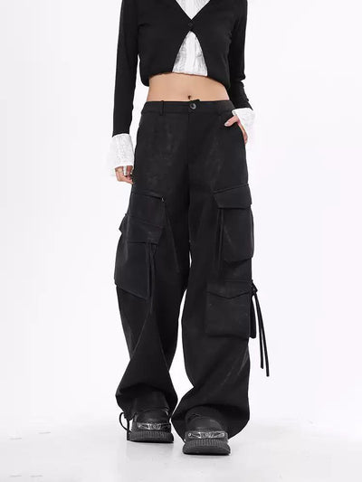 Lazy Multi Pockets Wide Cargo Pants-korean-fashion-Pants-Lazy's Closet-OH Garments