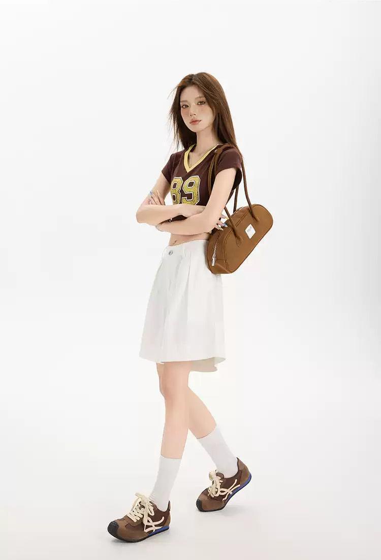 Lazy Pleated & Stitiched Denim Shorts-korean-fashion-Shorts-Lazy's Closet-OH Garments