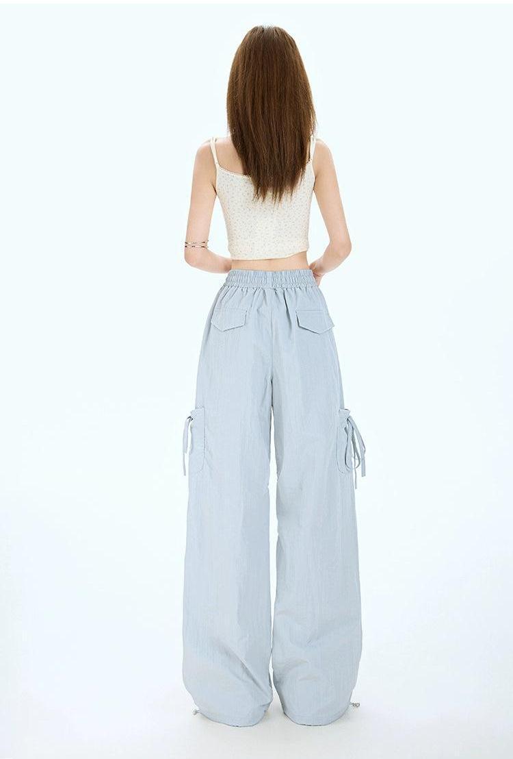 Lazy Pleated Tie-Up Cargo Pants-korean-fashion-Pants-Lazy's Closet-OH Garments