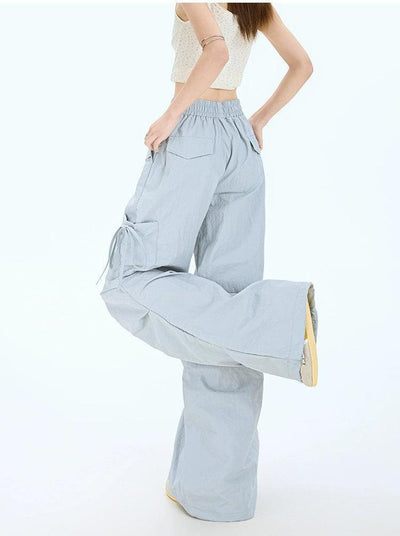 Lazy Pleated Tie-Up Cargo Pants-korean-fashion-Pants-Lazy's Closet-OH Garments