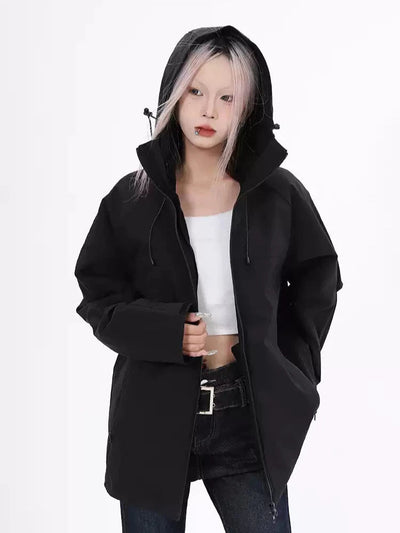 Lazy Side Zipped Pocket Windbreaker Jacket-korean-fashion-Jacket-Lazy's Closet-OH Garments