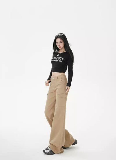 Lazy Solid Color Side Pockets Pants-korean-fashion-Pants-Lazy's Closet-OH Garments