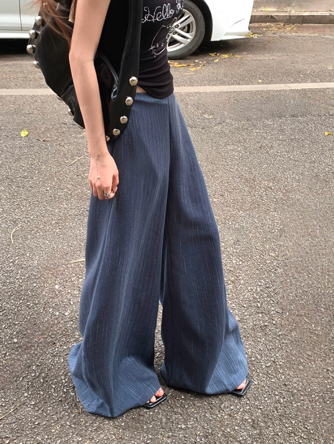 Lazy Striped Drape Wide Pants-korean-fashion-Pants-Lazy's Closet-OH Garments