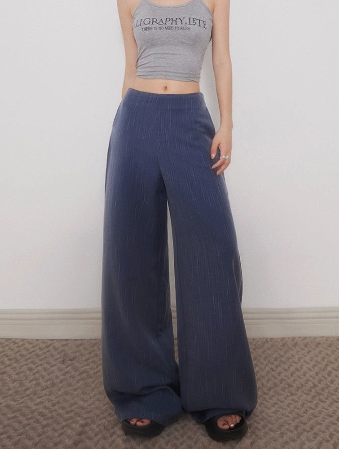 Lazy Striped Drape Wide Pants-korean-fashion-Pants-Lazy's Closet-OH Garments