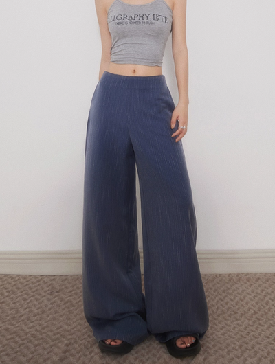 Lazy Striped Drape Wide Pants-korean-fashion-Pants-Lazy's Closet-OH Garments