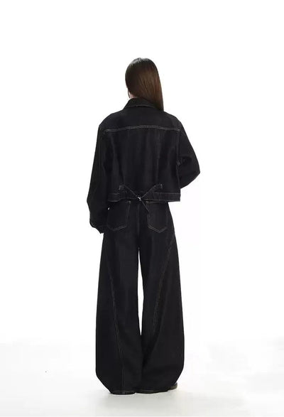 Lazy Topstitching Buttoned Denim Jacket-korean-fashion-Jacket-Lazy's Closet-OH Garments