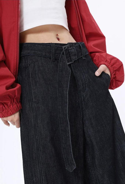 Lazy Waist Belt Loose Jeans-korean-fashion-Jeans-Lazy's Closet-OH Garments