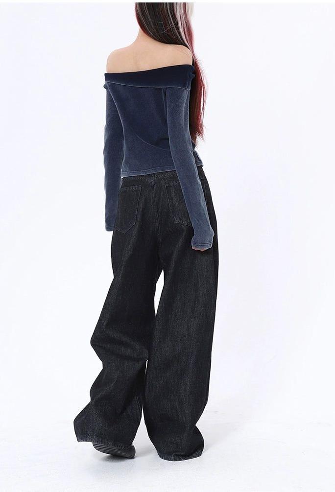 Lazy Waist Belt Loose Jeans-korean-fashion-Jeans-Lazy's Closet-OH Garments