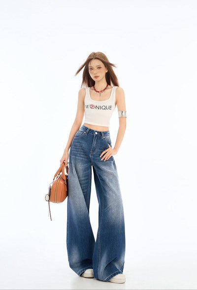 Lazy Washed Whiskers Scimitar Jeans-korean-fashion-Jeans-Lazy's Closet-OH Garments