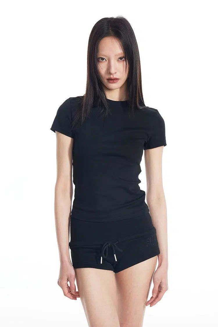 Light Solid Color Round Neck T-Shirt-korean-fashion-T-Shirt-Light's Closet-OH Garments
