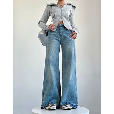 Livia Faded Raw Edge Flared Jeans-korean-fashion-Jeans-Livia's Closet-OH Garments