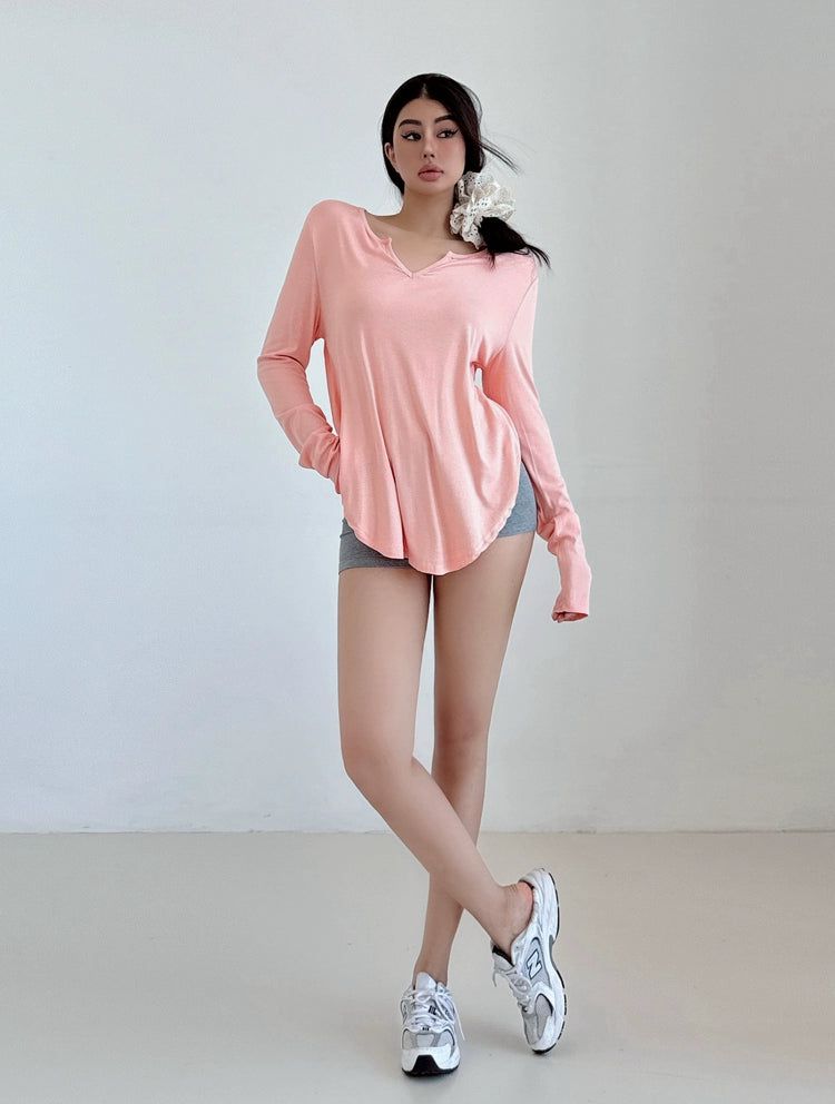 Livia Relaxed Long Sleeve Polo-korean-fashion-Polo-Livia's Closet-OH Garments