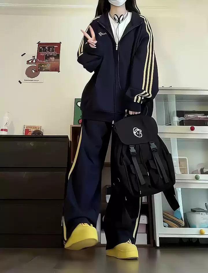 Mina Athleisure Style Side Lines Jacket-korean-fashion-Jacket-Mina's Closet-OH Garments