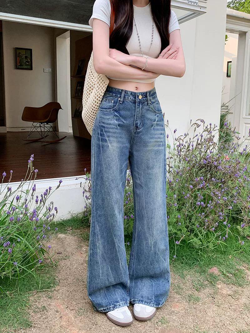 Mina Buttoned Faded Whiskers Jeans-korean-fashion-Jeans-Mina's Closet-OH Garments