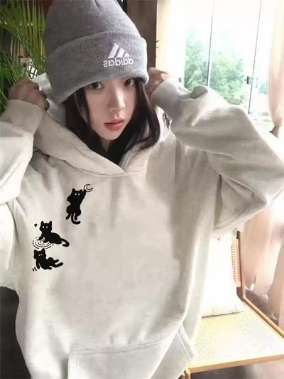Mina Cat in Motion Hoodie-korean-fashion-Hoodie-Mina's Closet-OH Garments