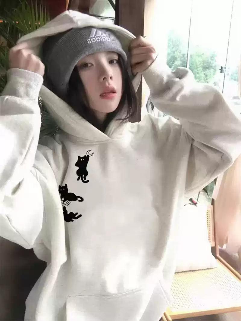 Mina Cat in Motion Hoodie-korean-fashion-Hoodie-Mina's Closet-OH Garments